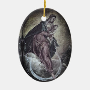 Tintoretto Crescent Moon Madonna Maria Apokalypse Keramik Ornament