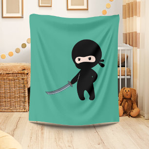 Tiny Angry Ninja auf Dark Green Fleecedecke