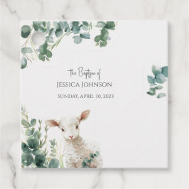 Tiny Baby Lamb und Eukalyptus-Taufe Geschenkanhänger