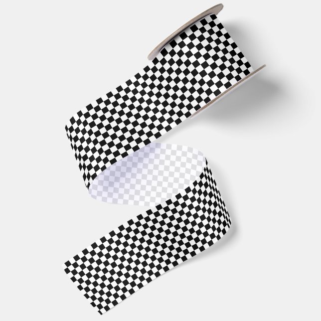 Tiny Black and White Checkered Satinband (Rückseite)