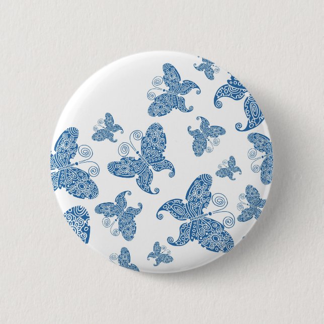 Tiny Blue Butterflies Button (Vorderseite)