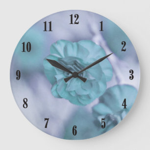 Tiny Blue Flowers Wall Clock Große Wanduhr