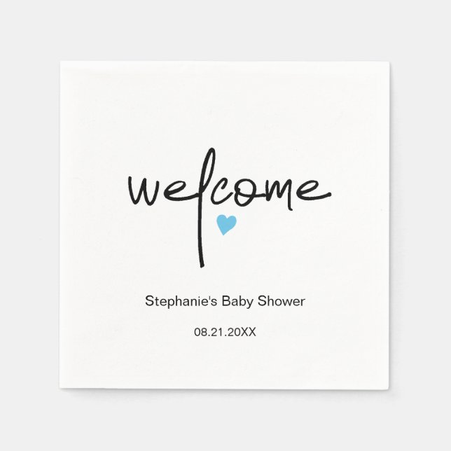 Tiny Blue Heart Paper Napkins für Boy Dusche | Serviette (Vorderseite)