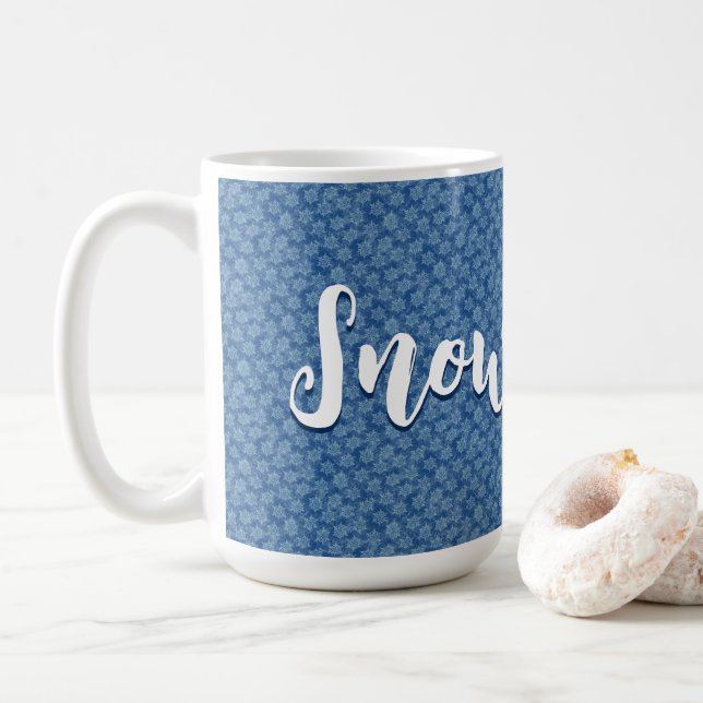 Tiny Blue Snowflakes Grafik Art Kaffeetasse (Mit Donut)