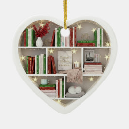 Tiny Book Shelves Christmas Red & Green 2Dprint Keramik Ornament