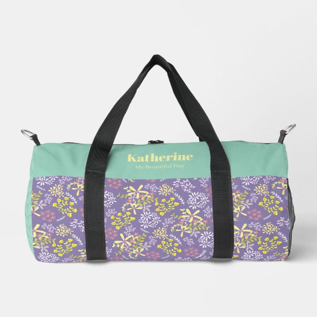 Tiny Bouquet Blume Lavender Aquamarin Duffle Bag (Vorderseite)