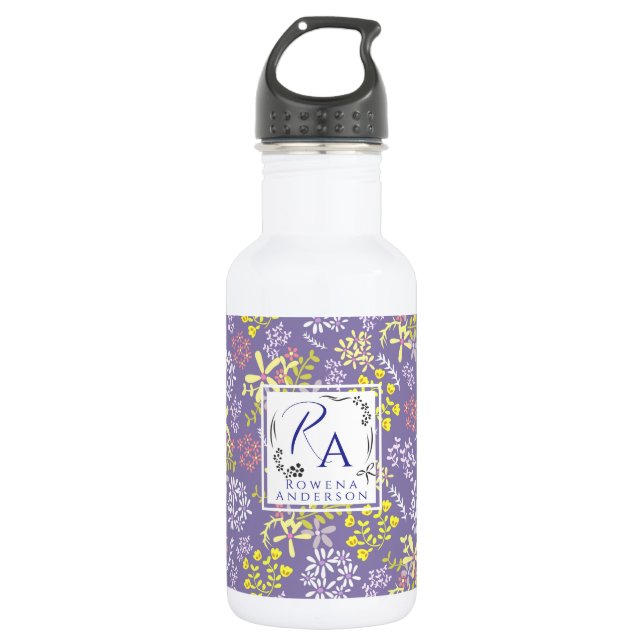 Tiny Bouquet Blume Lavender Edelstahlflasche (Vorderseite)