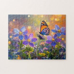 Tiny Butterfly On Wildblumen bei Sunrise