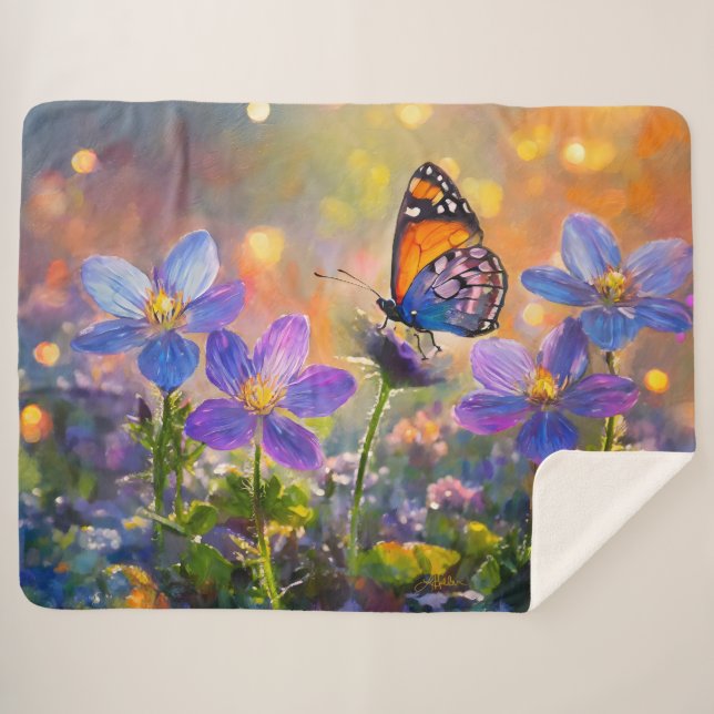 Tiny Butterfly On Wildblumen bei Sunrise Sherpadecke (Vorderseite (Horizontal))