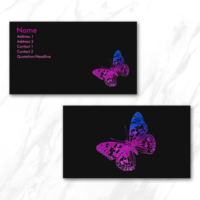Tiny Butterfly Visitenkarte (Hot Pink Purple Blue Gradient Butterflies Business Card)