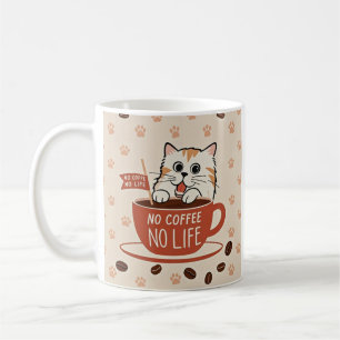 Tiny Cat Pfoten und Kaffeebohnen Poster Kaffeetasse
