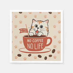 Tiny Cat Pfoten und Kaffeebohnen Poster Serviette