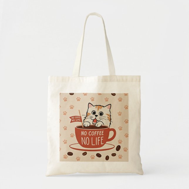Tiny Cat Pfoten und Kaffeebohnen Poster Tragetasche (Vorne)