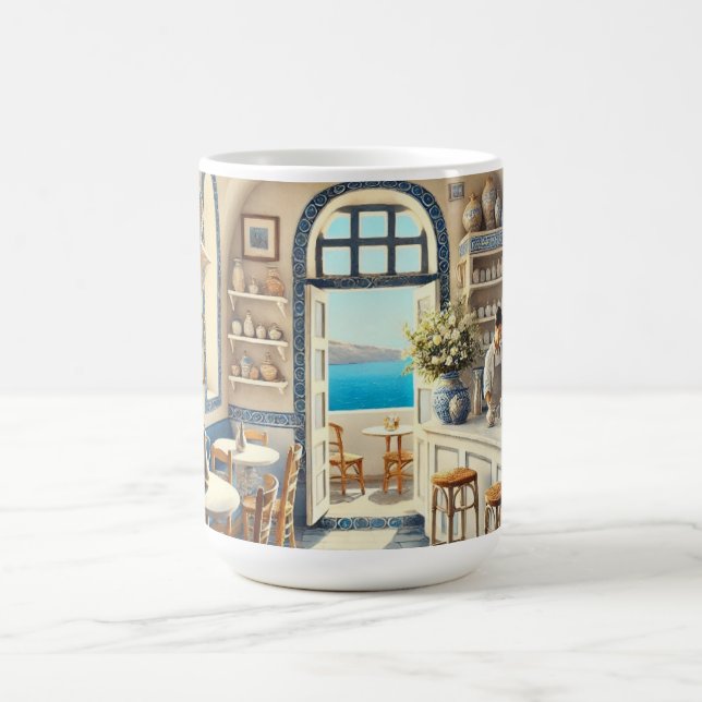 Tiny Coffeeshop in Santorini Kaffeetasse (Mittel)