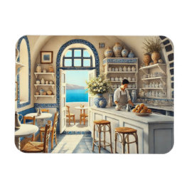 Tiny Coffeeshop in Santorini Magnet