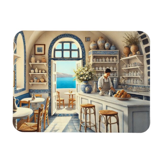 Tiny Coffeeshop in Santorini Magnet (Horizontal)