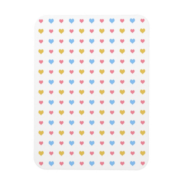 Tiny Colorful Hearful Pattern Pink Blau Gelb Magnet (Vertikal)