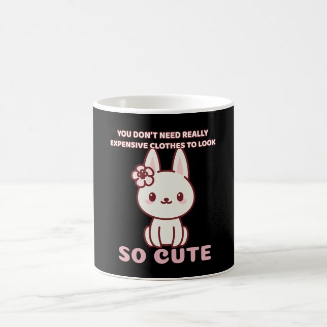 Tiny Cute pink Cat Rabbit Dog with flower for cute Kaffeetasse (Mittel)