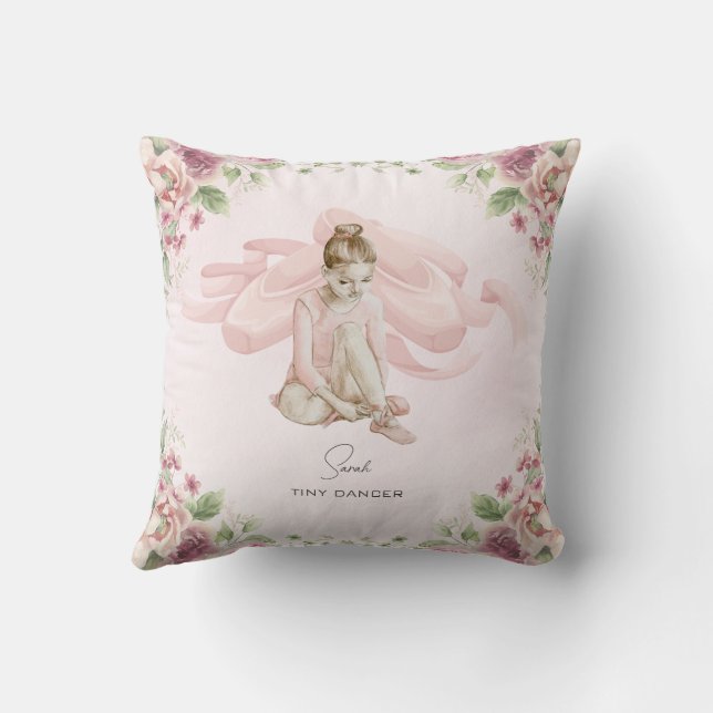 Tiny Dancer Ballerina Personalisiert Throw Kissen (Rückseite)