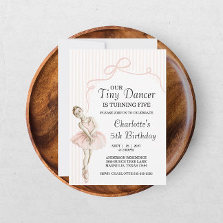 Tiny Dancer Ballerina Pink Girls Birthday Einladung