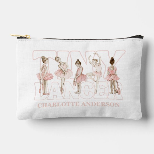 Tiny Dancer Ballerina Pink Girls Birthday Zubehörtasche (Vorderseite)