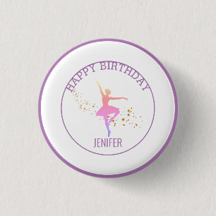 Tiny Dancer Pink Floral Ballet Geburtstagsparty Button