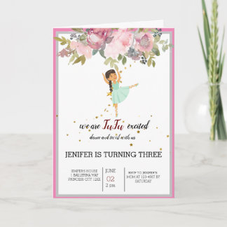 Tiny Dancer | Pink Floral Ballet Geburtstagsparty Einladung