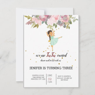 Tiny Dancer | Pink Floral Ballet Geburtstagsparty Einladung