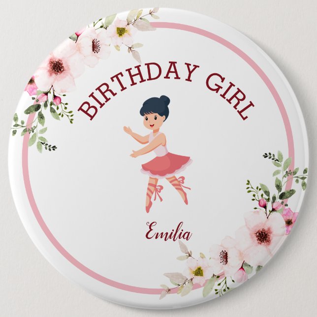 Tiny Dancer | Rosa Blumenballett Geburtstagsparty  Button (Vorderseite)