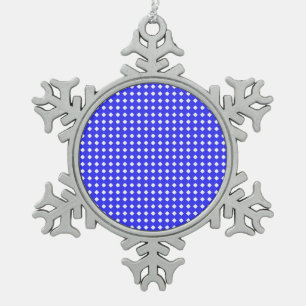 Tiny Diamonds Squares Muster Cobalt Blue White Schneeflocken Zinn-Ornament