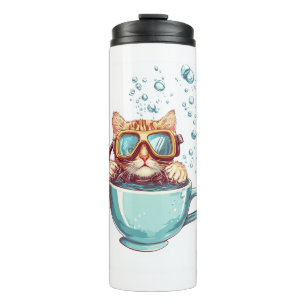 Tiny Diver Cat - Funny Scuba Kitty Tee Lover Thermosbecher