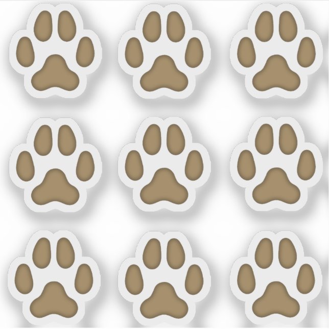 Tiny Dog Paw druckt braune Tierspuren Sticker (Vorderseite)