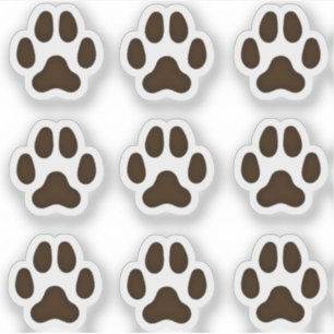 Tiny Dog Paw druckt dunkelbraune Stickereien Aufkleber