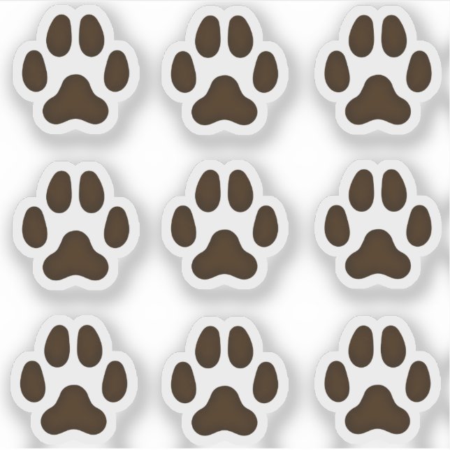 Tiny Dog Paw druckt dunkelbraune Stickereien Aufkleber (Vorderseite)