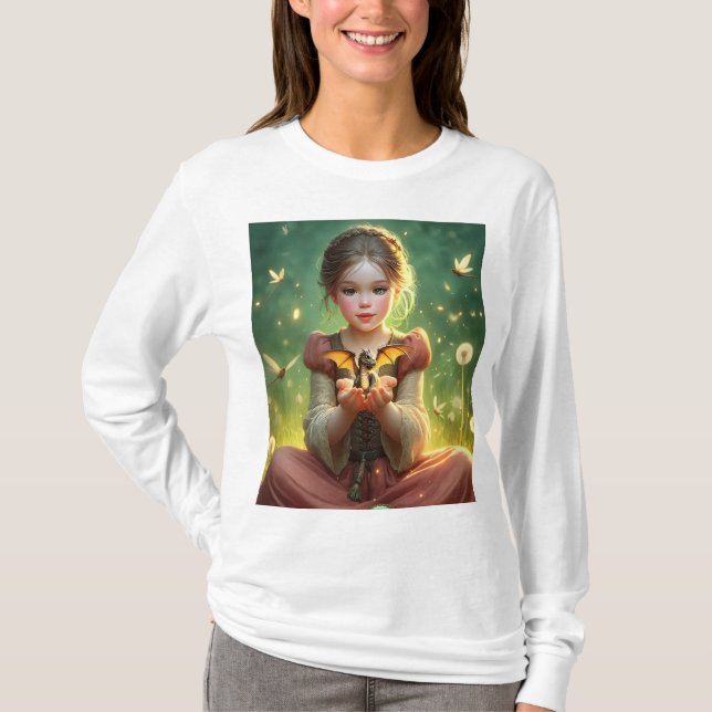 Tiny Dragon Keeper mit Schmetterlingen T-Shirt (Vorderseite)