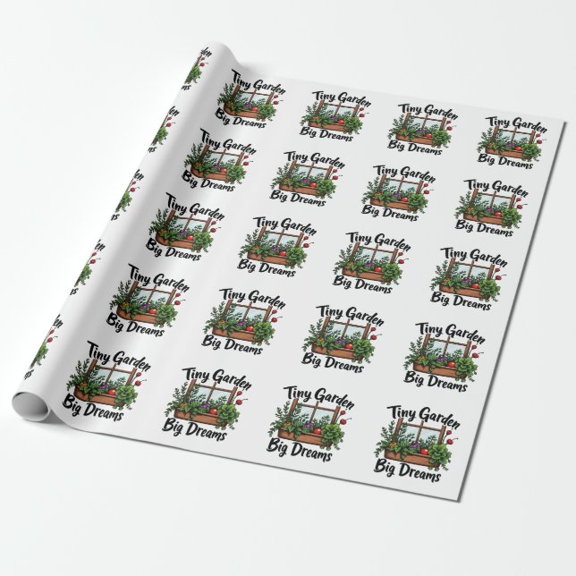 Tiny Garden Big Dreams Pflanze Gartenmotivation Geschenkpapier (Ungerollt)