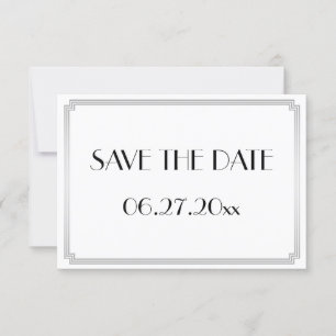 Tiny Gatsby Art Deco Silver Wedding speichern das Save The Date
