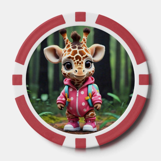 "Tiny Giraffe, Big World" Pokerchips (Vorderseite)