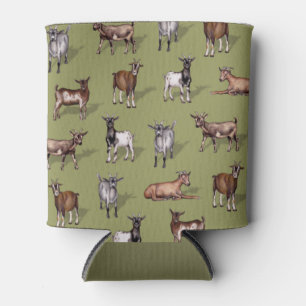 Tiny Goats on Green - Goat Herd Pattern Dosenkühler