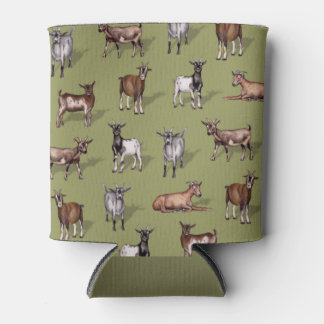 Tiny Goats on Green - Goat Herd Pattern Dosenkühler