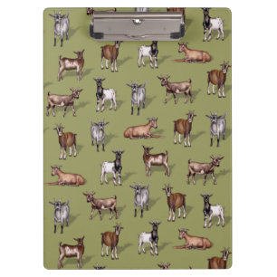 Tiny Goats on Green - Goat Herd Pattern Klemmbrett