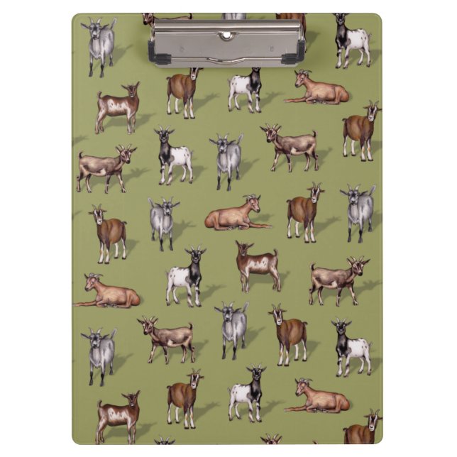Tiny Goats on Green - Goat Herd Pattern Klemmbrett (Vorderseite)