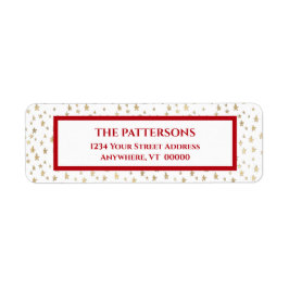Tiny Gold Stars Red Border Return Address Label