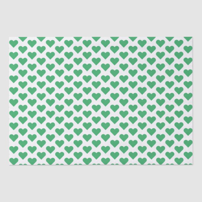 Tiny Green Hearts Musterteppichpapier Seidenpapier (Vorderseite)