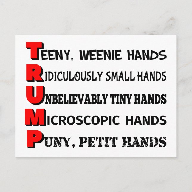 Tiny Hands Trump Postcard Postkarte (Vorderseite)