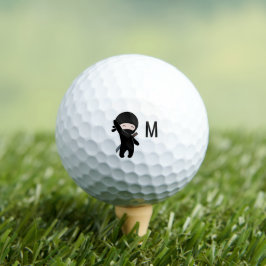 Tiny Happy Ninja Monogram Initial Golfball