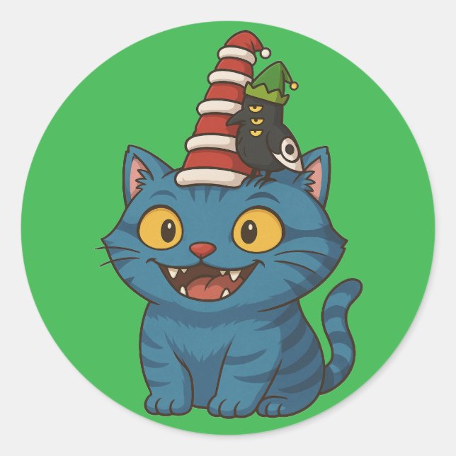 Tiny Hats, Big Holiday Cheer Runder Aufkleber (Vorderseite)