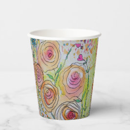 Tiny Hearts and Blume Paper Cups Pappbecher