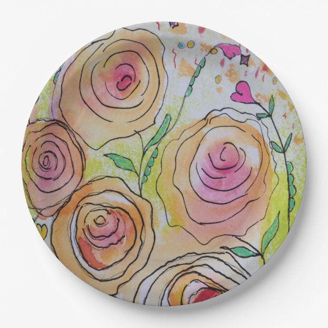 Tiny Hearts Big Blume Pappteller (Vorderseite)