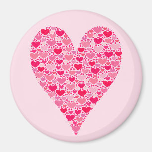 Tiny Hearts Big Heart auf Rose Pink Magnet